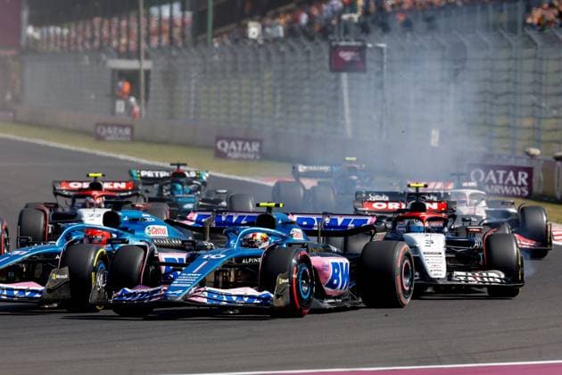 Start, 10 Pierre Gasly (FRA, BWT Alpine F1 Team), 31 Esteban Ocon (FRA, BWT Alpine F1 Team), F1 Grand Prix of Hungary at Hungaroring on July 23, 2023 in Budapest, Hungary. (Photo by HOCH ZWEI) Budapest Hungary