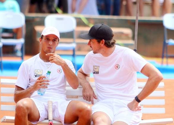 links Luciano DADERI (Grosshesselohe), Pullach bei Muenchen, Tennisclub Grosshesselohe, 23.07.23, Tennis, 1. Bundesliga Herren, TC GrooÅ¸hesselohe vs FTC Palmengarten,
