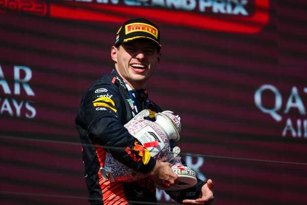 VERSTAPPEN Max (ned), Red Bull Racing RB19, portrait podium during the 2023 Formula 1 Qatar Airways Hungarian Grand Prix, 11th round of the 2023 Formula One World Championship, WM, Weltmeisterschaft from July 21 to 23, 2023 on the Hungaroring, in Mogyorod, Hungary - F1 - HUNGARIAN GRAND PRIX 2023 - RACE DPPI Panoramic  00123027_G0OD2392 