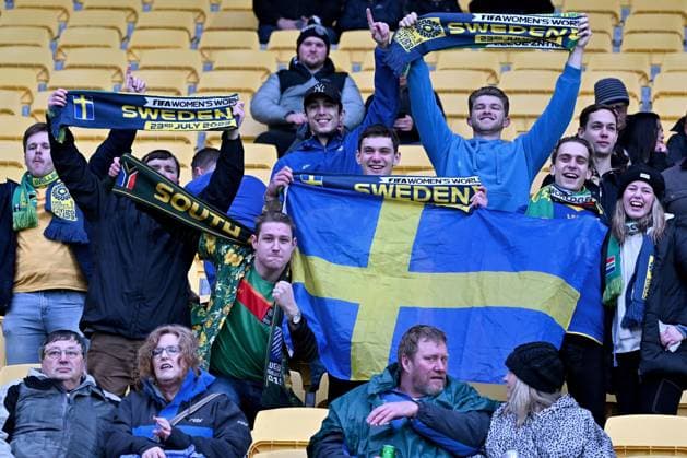23rd July 2023: Wellington, New Zealand: Sweden fans show their support FIFA Women& x2019;s World Cup Group G - Sweden versus South Africa at Wellington Regional Stadium, Wellington New Zealand  ActionPlus12534512 MasanorixUdagawa