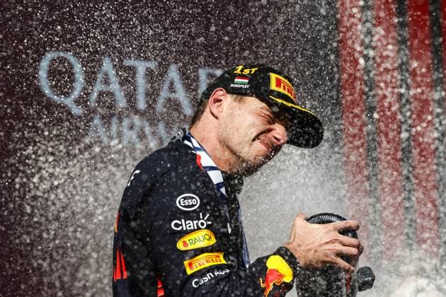 VERSTAPPEN Max (ned), Red Bull Racing RB19, portrait podium during the 2023 Formula 1 Qatar Airways Hungarian Grand Prix, 11th round of the 2023 Formula One World Championship, WM, Weltmeisterschaft from July 21 to 23, 2023 on the Hungaroring, in Mogyorod, Hungary - F1 - HUNGARIAN GRAND PRIX 2023 - RACE DPPI Panoramic  00123027_F12023GP12HUN_JT14144 