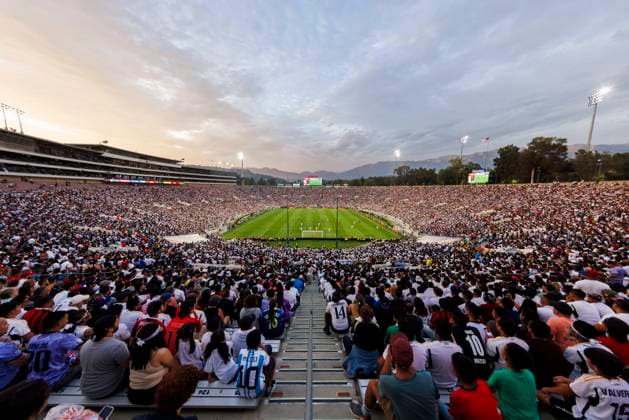 PASADENA, CA - JULY 23: General view of Rose Bowl Stadium at sunset from an elevated level during Soccer Champions Tour Real Madrid vs AC Milan on July 23, 2023 at Rose Bowl Stadium in Pasadena, CA. (Photo by Ric Tapia Icon Sportswire) SOCCER: JUL 23 Soccer Champions Tour - Real Madrid vs AC Milan EDITORIAL USE ONLY Icon269230723003