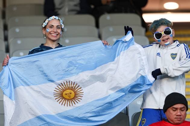 24th July 2023: Eden Park, Auckland, New Zealand: Argentina fans and supporters wit the national flag. Italy versus Argentina, Group Stage - Group G 2023 FIFA Women& x2019;s Football World Cup match at Eden Park, Auckland, New Zealand  ActionPlus12534956 BrettxPhibbs