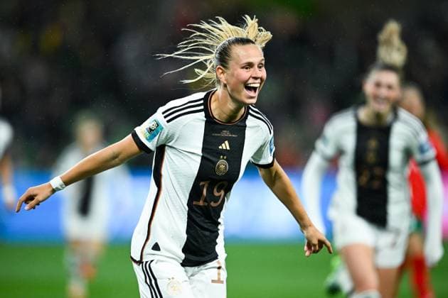 Bilder des Jahres 2023, Sport 07 Juli Sport Themen der Woche KW30 Sport Bilder des Tages WWC23 GERMANY MOROCCO, Klara Buehl of Germany celebrates after scoring a goal during the FIFA Women s World Cup soccer match between Germany and Morocco at Melbourne Rectangular Stadium in Melbourne, Monday, July 24, 2023. ( NO ARCHIVING, EDITORIAL USE ONLY, NO USE IN BOOKS WITHOUT CONSENT MELBOURNE VICTORIA AUSTRALIA  Copyright: xJAMESxROSSx 20230724001823768091