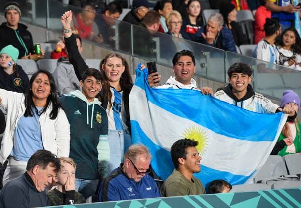 (230724) -- AUCKLAND, July 24, 2023 -- Fans of Argentina react before the group G match between Italy and Argentina at the FIFA Women s World Cup Australia & New Zealand 2023 in Auckland, New Zealand, July 24, 2023. ) (SP)NEW ZEALAND-AUCKLAND-2023 FIFA WOMEN S WORLD CUP-ITA VS ARG GuoxLei 