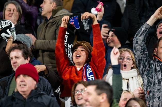 230725 A fan of New Zealand during the FIFA Women s World Cup match between New Zealand and Philippines on July 25, 2023 in Wellington. Photo: Mathias Bergeld BILDBYRAN kod MB MB0644 fotboll football soccer fotball fotbolls-vm världsmästerskap vm fifa womens world cup new zealand philippines dam bbeng filippinerna nya zeeland publik *** 230725 A fan of New Zealand during the FIFA Women s World Cup match between New Zealand and Philippines on July 25, 2023 in Wellington Photo Mathias Bergeld BILDBYRAN code MB MB0644 football soccer football soccer soccer world cup world cup fifa womens world cup new zealand philippines dam bbeng philippines new zealand audience  Copyright: MATHIASxBERGELD BB230725MB116