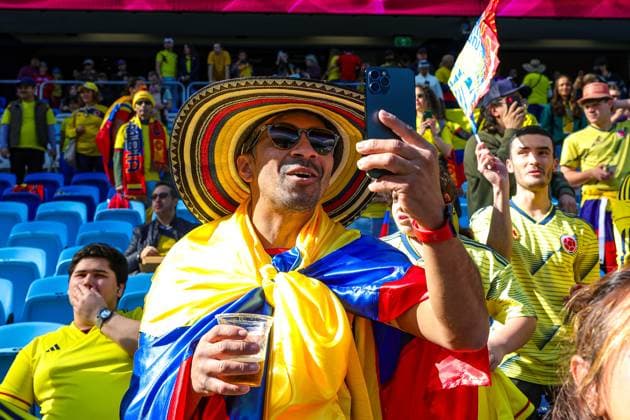 Colombia Women v Korean Republic Women 2023 FIFA Women™s World Cup 25 07 2023. Columbia fans during the 2023 FIFA Women™s World Cup match between Colombia Women and Korean Republic Women at Sydney Football Stadium, Sydney, Australia on 25 July 2023. Editorial use only , Copyright: xNigelxKeenex PSI-17651-0084