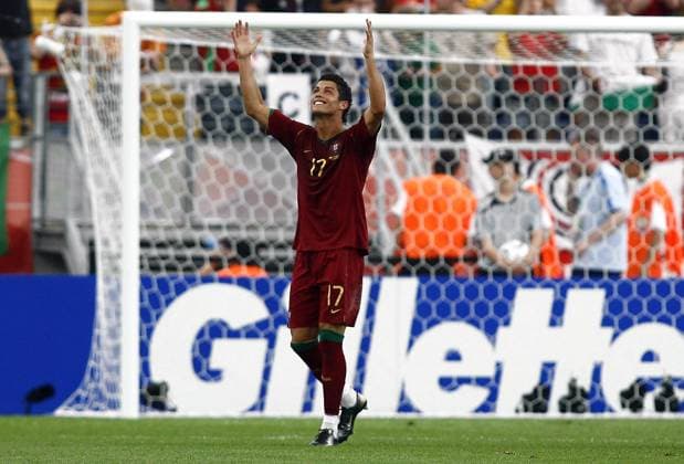 World Cup 2006-Group D Portugal vs Iran Portugal s Cristiano Ronaldo celebrates his goal during the World Cup 2006, Portugal vs Iran at the FIFA World Cup, WM, Weltmeisterschaft, Fussball Stadium in Frankfurt, Germany on June 17, 2006. Portugal won 2-0. Photo by Christian Liewig ABACAPRESS.COM Frankfurt Germany  Copyright: xLiewigxChristian ABACAx 100182_25 LiewigxChristian ABACAx 100182_25