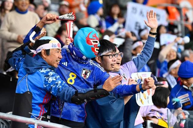 26th July 2023. Dunedin, New Zealand: Japan fans. FIFA Women& x2019;s World Cup match between Japan and Costa Rica held at the Dunedin Stadium, Dunedin, New Zealand, on Wednesday July 26th 2023.  ActionPlus12535725 BlakexArmstrong