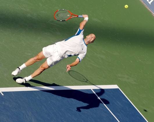 Tennis File Pictures American s Andre Agassi defeats Tcheck s Tomas Berdych 3-6, 6-1, 6-4, 7-6, at the 2005 US Open tennis tournament held at the Arthur Ashe stadium in Flushing Meadows, New York City, USA, on Saturday September 3, 2005. Photo by Corinne Dubreuil Cameleon ABACAPRESS.COM. New York City NY United States  Copyright: xDubreuilxCorinne ABACAx 83345_10 DubreuilxCorinne ABACAx 83345_10