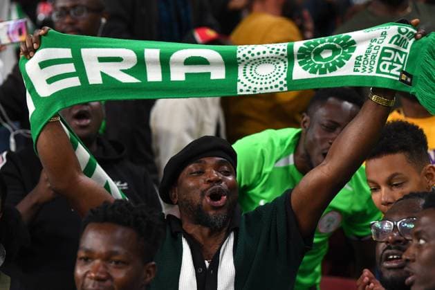 WWC23 AUSTRALIA NIGERIA, Nigerian fans celebrate winning the FIFA Women s World Cup 2023 soccer match between Australia and Nigeria at Brisbane Stadium in Brisbane, Thursday, July 27, 2023. ( NO ARCHIVING, EDITORIAL USE ONLY, NO USE IN BOOKS WITHOUT CONSENT BRISBANE QUEENSLAND AUSTRALIA  Copyright: xJONOxSEARLEx 20230727001824784704