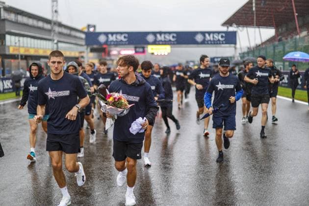 Track run dedidated to Anthoine Hubert with GASLY Pierre (fra), Alpine F1 Team A523, DOOHAN Jack (aus), Alpine F1 Team A523, portrait during the 2023 Formula 1 MSC Cruises Belgian Grand Prix, 12th round of the 2023 Formula One World Championship, WM, Weltmeisterschaft from July 28 to 30, 2023 on the Circuit de Spa-Francorchamps, in Stavelot, Belgium - F1 - BELGIAN GRAND PRIX 2023 DPPI Panoramic _PVA3441