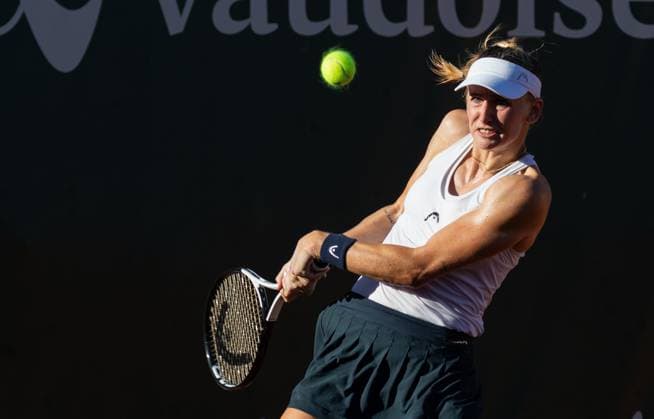 27.07.2023, Lausanne, Tennis Club Stade- Lausanne, Ladies Open Lausanne: Jil Teichmann - Alize Cornet, Jil Teichmann playing the ball. Lausanne Tennis Club Stade- Lausanne Vaud Switzerland Copyright: xJustPictures.ch MayaxCretegnyx
