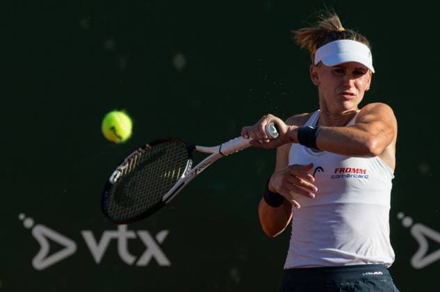 27.07.2023, Lausanne, Tennis Club Stade- Lausanne, Ladies Open Lausanne: Jil Teichmann - Alize Cornet, Jil Teichmann playing the ball. Lausanne Tennis Club Stade- Lausanne Vaud Switzerland Copyright: xJustPictures.ch MayaxCretegnyx