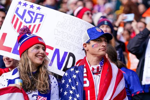 Wellington, New Zealand, July 27th 2023: USA fans during the FIFA Womens World Cup 2023 football match between USA and Netherlands at Wellington Regional Stadium in Wellington, New Zealand. (Daniela Porcelli SPP)  Copyright: xDanielaxPorcellix xSPPx spp-en-DaPoSp-20230727-DP100775