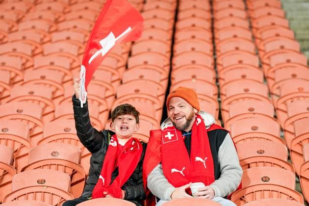 Hamilton, New Zealand, July 25th 2023: Switzerland fans during the FIFA Womens World Cup 2023 football match between Switzerland and Norway at Waikato Stadium in Hamilton, New Zealand. (Daniela Porcelli SPP)  Copyright: xDanielaxPorcellix xSPPx spp-en-DaPoSp-20230725-DP100227