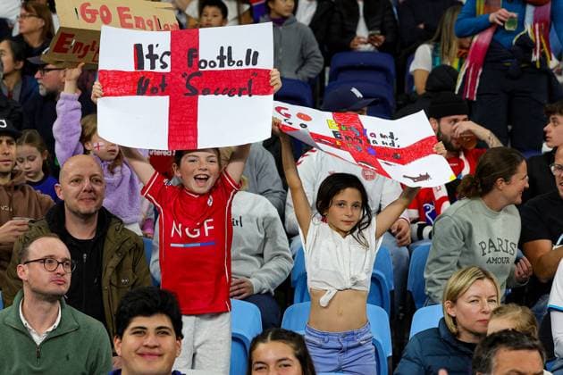 England Women v Denmark Women 2023 FIFA Women™s World Cup 28 07 2023. Young England fans during the 2023 FIFA Women™s World Cup match between England Women and Denmark Women at Sydney Football Stadium, Sydney, Australia on 28 July 2023. Editorial use only , Copyright: xNigelxKeenex PSI-17652-0086