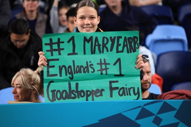 28th July 2023; Sydney Football Stadium, Sydney, NSW, Australia: FIFA Womens World Cup Group D Football, England versus Denmark; England fan shows her support for goalkeeper Mary Earps  ActionPlus12536339 KevinxManning