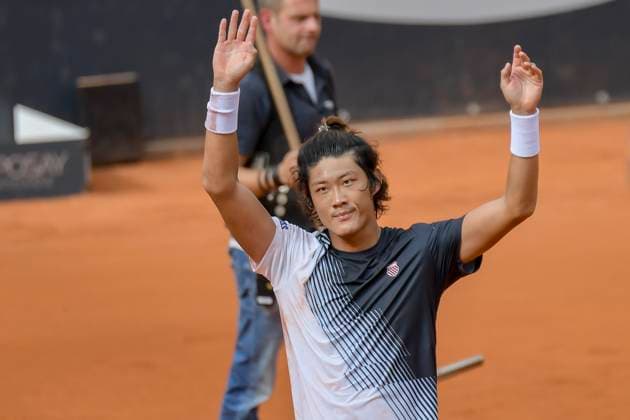 Schlussjubel Schlußjubel Emotion Freude Zhizhen Zhang CHN 28.07.2023 Tennis Hamburg European Open 2023, , Tennisstadion am Rothenbaum, Hamburg, HH Germany