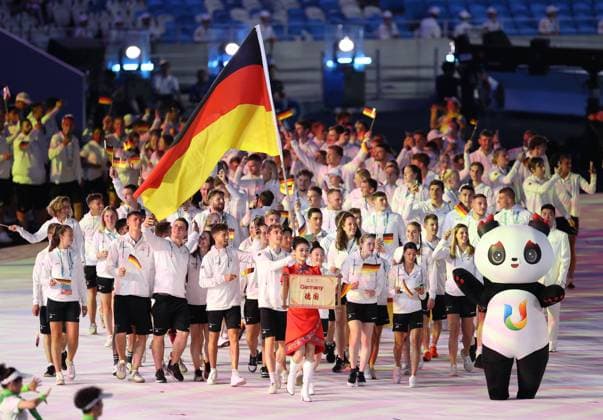 Sport Themen der Woche KW30 Sport Bilder des Tages (230728) -- CHENGDU, July 28, 2023 -- Members of Germany s delegation march during the opening ceremony of the 31st FISU Summer World University Games in Chengdu, southwest China s Sichuan Province, July 28, 2023. ) (Chengdu Universiade)CHINA-SICHUAN-CHENGDU-WORLD UNIVERSITY GAMES-OPENING CEREMONY(CN) ZhangxLiyun 