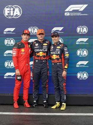 28.07.2023, Circuit de Spa-Francorchamps, Spa-Franchorchamps, FORMULA 1 MSC CRUISES BELGIAN GRAND PRIX 2023 , im Bild Poleposition für Max Verstappen (NLD), Oracle Red Bull Racing, 2.Startplatz für Charles Leclerc (MCO), Scuderia Ferrari, 3.Startplatz für Sergio Perez (MEX), Oracle Red Bull Racing Spa-Franchorchamps Circuit de Spa-Francorchamps Belgien