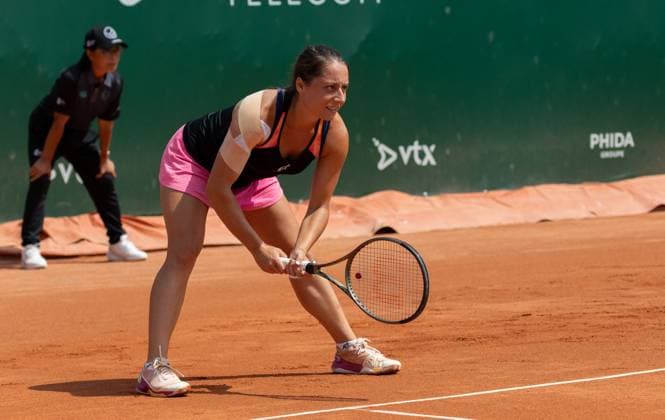 28.07.2023, Lausanne, Tennis Club Stade- Lausanne, Ladies Open Lausanne: Elina Avanesyan - Elisabetta Cocciaretto, Elisabetta Cocciaretto Lausanne Tennis Club Stade- Lausanne Vaud Switzerland Copyright: xJustPictures.ch MayaxCretegnyx