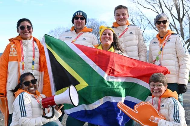 28th July 2023: Dunedin, New Zealand: South Africa fans. FIFA Women& x2019;s World Cup match between Argentina and South Africa held at the Dunedin Stadium, Dunedin, New Zealand  ActionPlus12536610 BlakexArmstrong