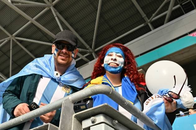28th July 2023: Dunedin, New Zealand: Argentina fans. FIFA Women& x2019;s World Cup match between Argentina and South Africa held at the Dunedin Stadium, Dunedin, New Zealand  ActionPlus12536667 BlakexArmstrong