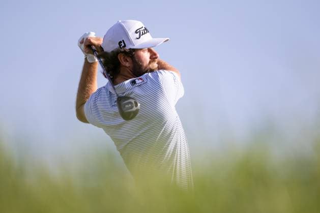 BLAINE, MN - JULY 28: Cameron Young hits a tee shot on the fourteenth hole during the second round of the 3M Open at TPC Twin Cities on July 28, 2023 in Blaine, Minnesota. (Photo by Bailey Hillesheim Icon Sportswire) GOLF: JUL 28 PGA, Golf Herren - 3M Open Round 2 EDITORIAL USE ONLY Icon2307280033