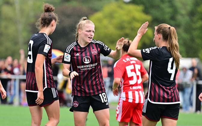 29.07.2023 - Fussball Frauen Frauenfussball - Saison 2023 2024 - Testspiel Freundschaftsspiel Vorbereitungsspiel : 1. FC Nürnberg FCN ( Clubfrauen Club ) - FCUnion Berlin - - xwoxzix - Torjubel Jubel Freude nach Treffer Tor Torschuß zum 1:0 durch Franziska Mai (18, 1. FC Nürnberg FCN )