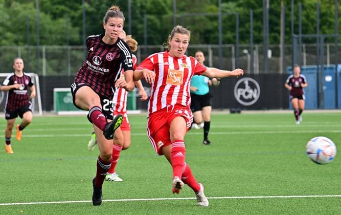 29.07.2023 - Fussball Frauen Frauenfussball - Saison 2023 2024 - Testspiel Freundschaftsspiel Vorbereitungsspiel : 1. FC Nürnberg FCN ( Clubfrauen Club ) - FCUnion Berlin - - xwoxzix - Nele Bauereisen (23, 1. FC Nürnberg FCN ) Katja Orschmann (55, 1. FC Union Berlin )