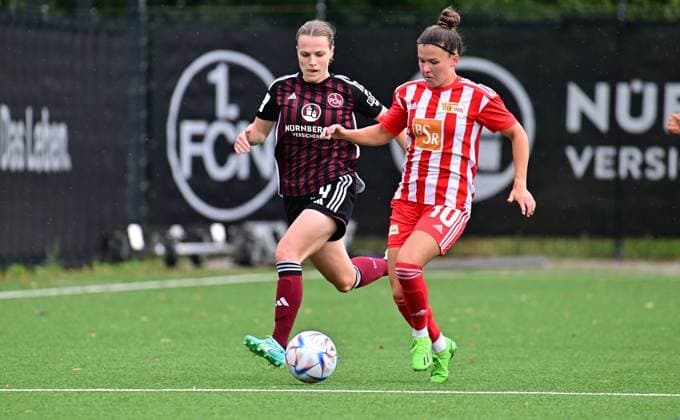 29.07.2023 - Fussball Frauen Frauenfussball - Saison 2023 2024 - Testspiel Freundschaftsspiel Vorbereitungsspiel : 1. FC Nürnberg FCN ( Clubfrauen Club ) - FCUnion Berlin - - xwoxzix - Nastassja Lein (24, 1. FC Nürnberg FCN ) Latoya Maxine Bach (10, 1. FC Union Berlin )