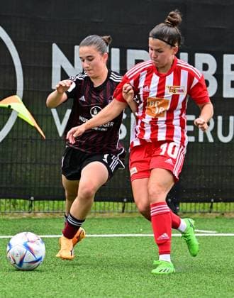 29.07.2023 - Fussball Frauen Frauenfussball - Saison 2023 2024 - Testspiel Freundschaftsspiel Vorbereitungsspiel : 1. FC Nürnberg FCN ( Clubfrauen Club ) - FCUnion Berlin - - xwoxzix - Marina Scholz (7, 1. FC Nürnberg FCN ) Latoya Maxine Bach (10, 1. FC Union Berlin )