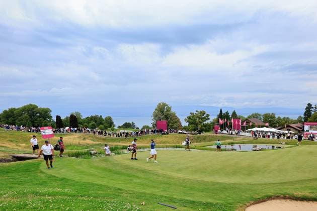 THE ALMUNDI EVIAN CHAMPIONSHIP PHOTOPQR LE DAUPHINE Grégory YETCHMENIZA ; Évian-les-Bains ; 29 07 2023 ; Gregory Yetchmeniza LE DAUPHINE LIBERE Photopqr EVIAN-LES-BAINS (HAUTE-SAVOIE) LE 29 JUILLET 2023 THE ALMUNDI EVIAN CHAMPIONSHIP 2023 sur notre photo : arrivée du 16. The Amundi Evian Championship, one of the five major tournaments in women s golf on July 29, 2023.