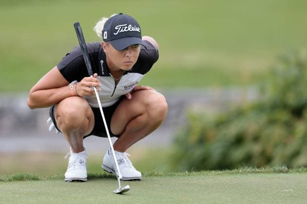THE ALMUNDI EVIAN CHAMPIONSHIP PHOTOPQR LE DAUPHINE Grégory YETCHMENIZA ; Évian-les-Bains ; 29 07 2023 ; Gregory Yetchmeniza LE DAUPHINE LIBERE Photopqr EVIAN-LES-BAINS (HAUTE-SAVOIE) LE 29 JUILLET 2023 THE ALMUNDI EVIAN CHAMPIONSHIP 2023 sur notre photo : Pauline Roussin-Bouchard, Fra. The Amundi Evian Championship, one of the five major tournaments in women s golf on July 29, 2023.