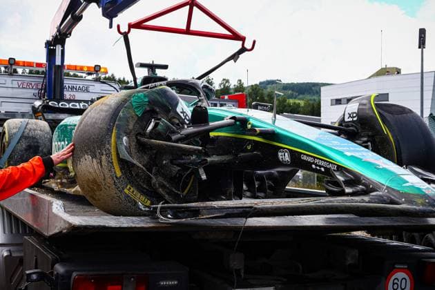 Formula 1 World Championship, WM, Weltmeisterschaft 2023 Belgian GP, Spa-Francorchamps 27-30 July 2023 18 Lance Stroll, (CND) Aramco Aston Martin Mercedes accident during the Belgian GP, Spa-Francorchamps 27-30 July 2023 Formula 1 World championship 2023. - -  Copyright: xIPAxSport ABACAx BRIPASport20230729_507 IPAxSport ABACAx BRIPASport20230729_507