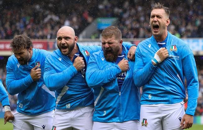 Bilder des Jahres 2023, Sport 07 Juli Sport Themen der Woche KW30 Sport Bilder des Tages The Famous Grouse Nations Series, Scottish Gas Murrayfield Stadium, Edinburgh, Scotland 29 7 2023 Scotland vs Italy The Italian team during the national anthems The Italian team during the national anthems 29 7 2023  Copyright: x INPHO BenxBradyx BB1_8386