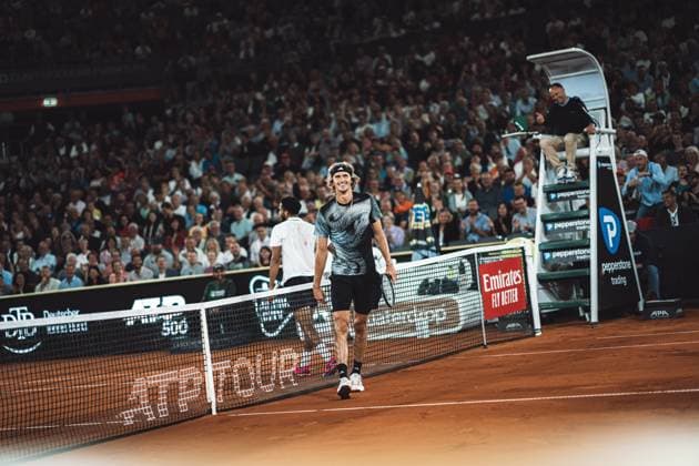 Tennis Männer ATP, Tennis Herren Tour 500 European Open Hamburg Arthur Fils (FRA) vs. Alexander Zverev (GER) 29.07.2023 Alexander Zverev (GER) ist fröhlich Hamburg Tennis am Rothenbaum Hamburg Deutschland