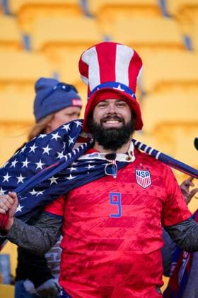Wellington, New Zealand, July 27th 2023: USA fan during the FIFA Womens World Cup 2023 football match between USA and Netherlands at Wellington Regional Stadium in Wellington, New Zealand. (Daniela Porcelli SPP)  Copyright: xDanielaxPorcellix xSPPx spp-en-DaPoSp-20230727-DP304960