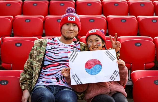 Korean Republic Women v Morocco Women 2023 FIFA Women™s World Cup 30 07 2023. Korea Republic fans during the 2023 FIFA Women™s World Cup match between Korean Republic Women and Morocco Women at Hindmarsh Stadium, Adelaide, Australia on 30 July 2023. Editorial use only , Copyright: xNigelxKeenex PSI-17653-0009