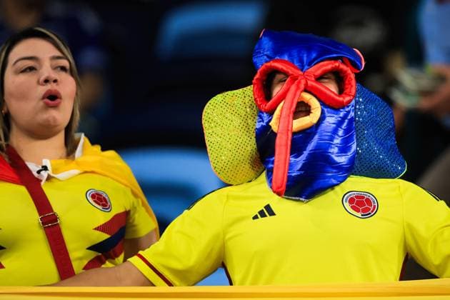 WWC23 GERMANY COLOMBIA, A Columbian fan in a mask looks on ahead of the FIFA Women s World Cup 2023 soccer match between Germany and Colombia at Sydney Football Stadium in Sydney, Sunday, July 30, 2023. ( NO ARCHIVING, EDITORIAL USE ONLY, NO USE IN BOOKS WITHOUT CONSENT SYDNEY NEW SOUTH WALES AUSTRALIA  Copyright: xMARKxEVANSx 20230730001825955764