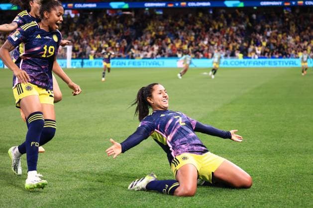 Sport Themen der Woche KW30 WWC23 GERMANY COLOMBIA, Manuela Vanegas of Colombia celebrates after scoring the match winner during the FIFA Women s World Cup 2023 soccer match between Germany and Colombia at Sydney Football Stadium in Sydney, Sunday, July 30, 2023. ( NO ARCHIVING, EDITORIAL USE ONLY, NO USE IN BOOKS WITHOUT CONSENT SYDNEY NEW SOUTH WALES AUSTRALIA  Copyright: xMARKxEVANSx 20230730001826005350