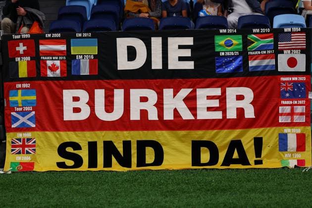 30th July 2023; Sydney Football Stadium, Sydney, NSW, Australia: FIFA Womens World Cup Group H Football, Germany versus Colombia; German supporters with banners  ActionPlus12537496 KevinxManning