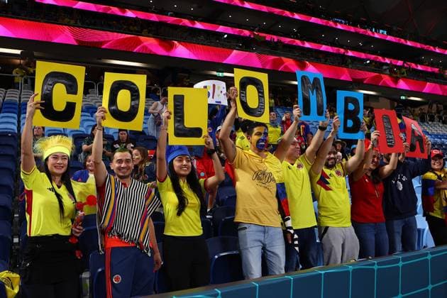 30th July 2023; Sydney Football Stadium, Sydney, NSW, Australia: FIFA Womens World Cup Group H Football, Germany versus Colombia; Colombia fans cheering for Colombia  ActionPlus12537500 KevinxManning