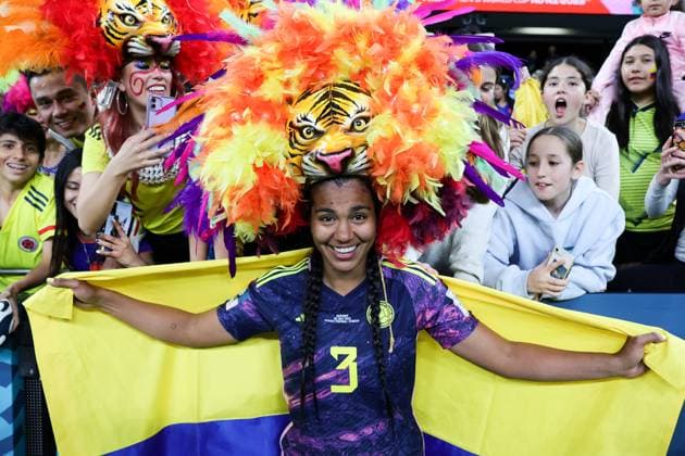Daniela Arias of Colombia celebrates with fans during the FIFA Women s World Cup 2023 match between Germany Women and Colombia Women at Allianz Stadium, Sydney, Australia on 30 July 2023. Copyright: xPeterxDovganx 37800057