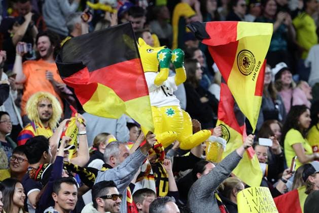 German fans celebrate equaliser during the FIFA Women s World Cup 2023 match between Germany Women and Colombia Women at Allianz Stadium, Sydney, Australia on 30 July 2023. Copyright: xPeterxDovganx 37800067