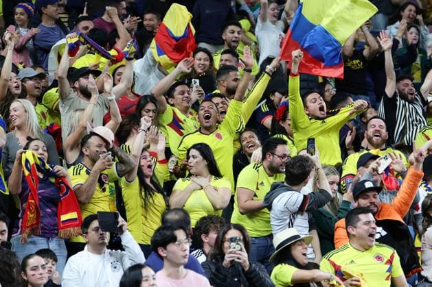 Colombian fans celebrate the winning goal by Manuela Vanegas of Colombia during the FIFA Women s World Cup 2023 match between Germany Women and Colombia Women at Allianz Stadium, Sydney, Australia on 30 July 2023. Copyright: xPeterxDovganx 37800078