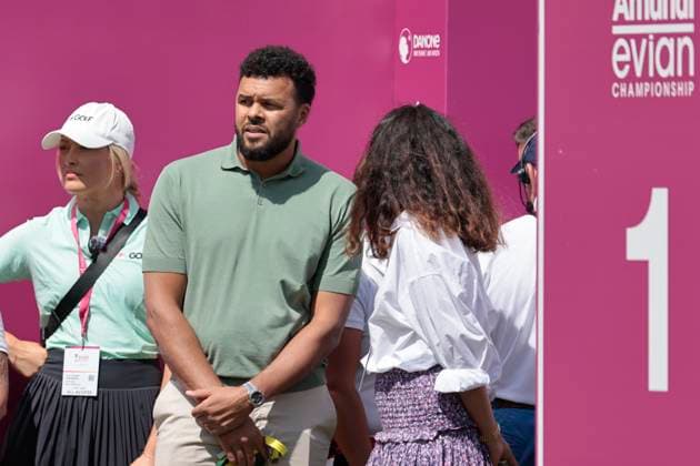 THE AMUNDI EVIAN CHAMPIONSHIP PHOTOPQR LE DAUPHINE Grégory YETCHMENIZA ; Évian-les-Bains ; 30 07 2023 ; Gregory Yetchmeniza LE DAUPHINE LIBERE Photopqr EVIAN-LES-BAINS (HAUTE-SAVOIE) LE 30 JUILLET 2023 THE AMUNDI EVIAN CHAMPIONSHIP 2023 sur notre photo : Jo-Wilfried Tsonga. The Amundi Evian Championship, one of the five major tournaments in women s golf on July 30, 2023.