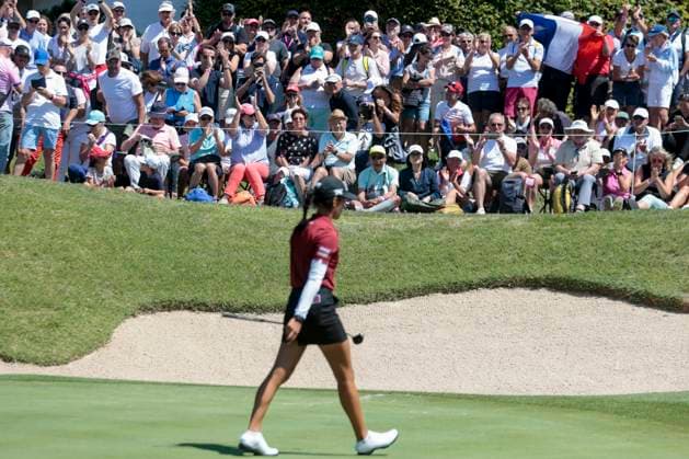 THE AMUNDI EVIAN CHAMPIONSHIP PHOTOPQR LE DAUPHINE Grégory YETCHMENIZA ; Évian-les-Bains ; 30 07 2023 ; Gregory Yetchmeniza LE DAUPHINE LIBERE Photopqr EVIAN-LES-BAINS (HAUTE-SAVOIE) LE 30 JUILLET 2023 THE AMUNDI EVIAN CHAMPIONSHIP 2023 sur notre photo : Céline Boutier, Fra. The Amundi Evian Championship, one of the five major tournaments in women s golf on July 30, 2023.