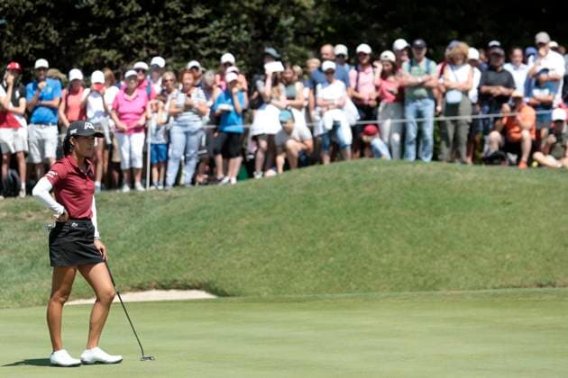 THE AMUNDI EVIAN CHAMPIONSHIP PHOTOPQR LE DAUPHINE Grégory YETCHMENIZA ; Évian-les-Bains ; 30 07 2023 ; Gregory Yetchmeniza LE DAUPHINE LIBERE Photopqr EVIAN-LES-BAINS (HAUTE-SAVOIE) LE 30 JUILLET 2023 THE AMUNDI EVIAN CHAMPIONSHIP 2023 sur notre photo : Céline Boutier, Fra. The Amundi Evian Championship, one of the five major tournaments in women s golf on July 30, 2023.